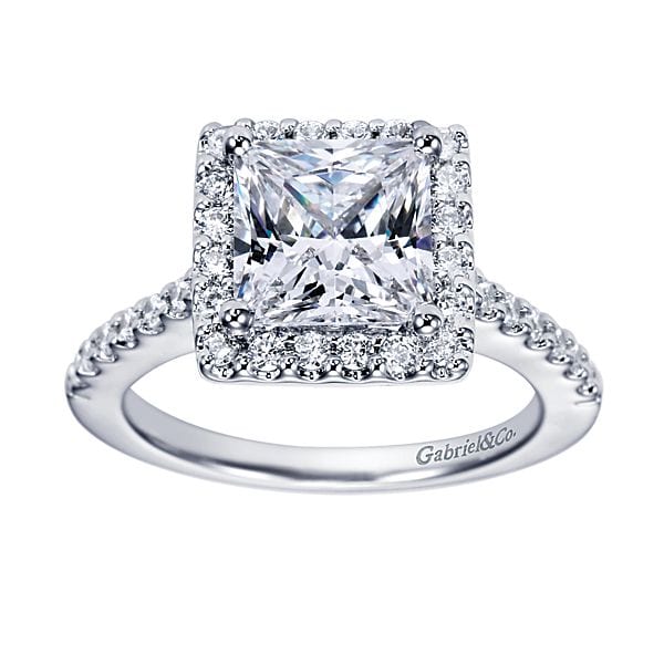 1 1/5ct Round Diamond Cushion Halo Engagement Ring 10k White Gold