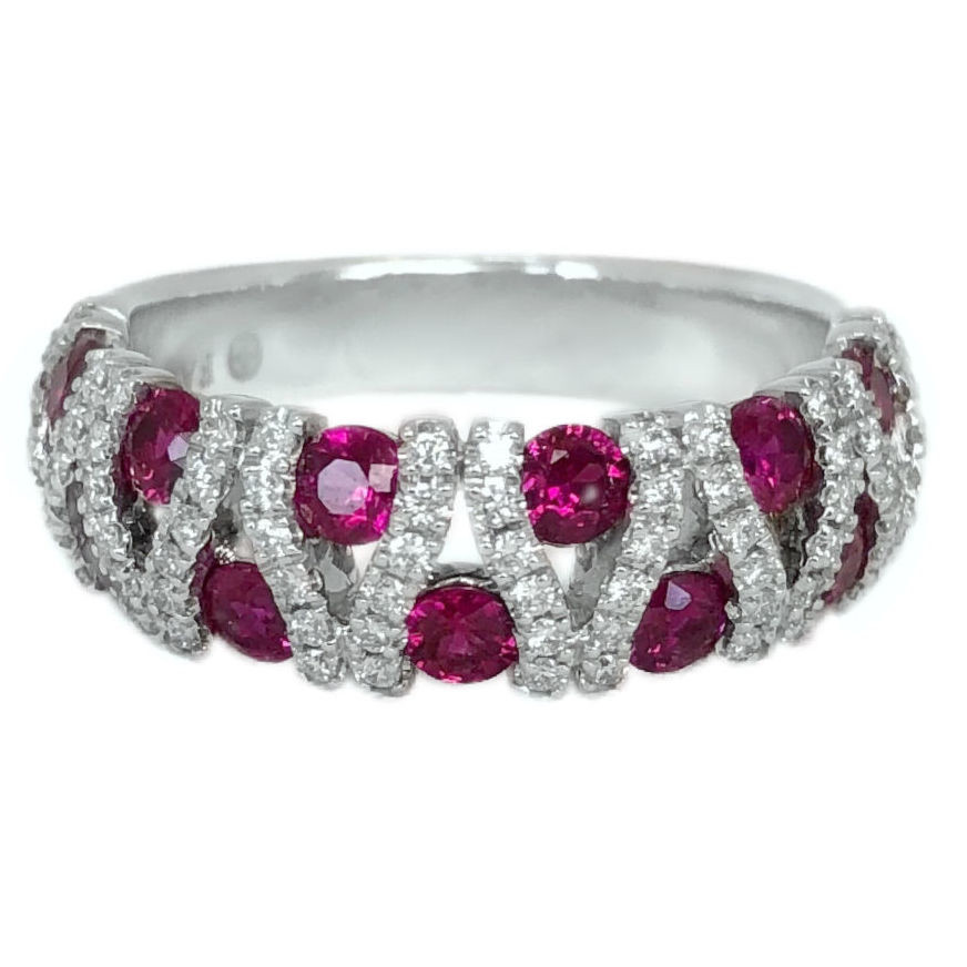 14kt Ruby & Diamond Vertical Weave Band | Jupiter Jewelry, Inc.