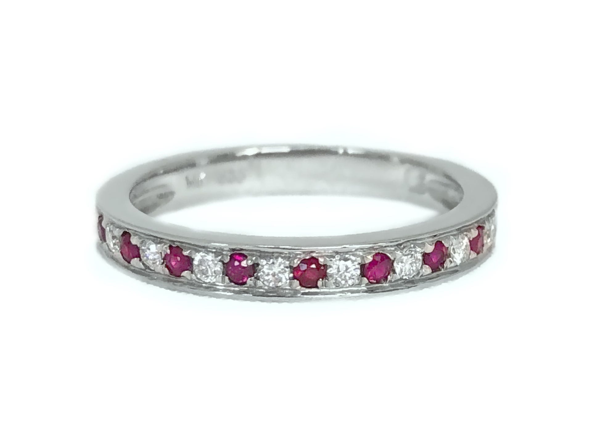 14kt White Gold Ruby & Diamond Stackable Band | Jupiter Jewelry, Inc.