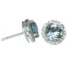 round aquamarine 2.42 carats earrings with diamond halo