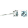 round aquamarine .83 carats four prong earrings