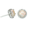 round opal 1.38 carats earrings with diamond halo