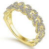 yellow gold chain link ring with diamonds