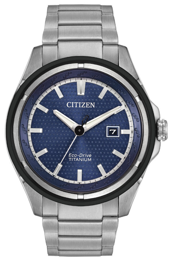 citizen eco drive titanium blue face watch