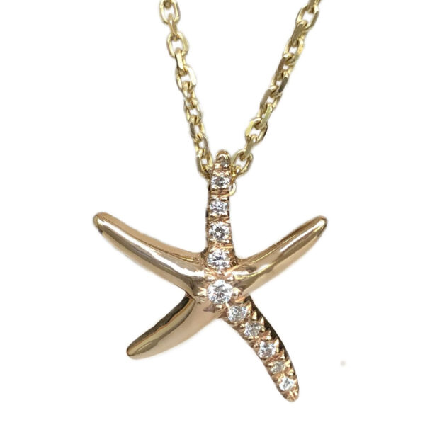 gold diamond starfish pendant