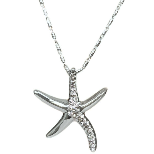 white gold diamond starfish pendant
