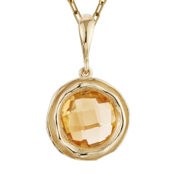 citrine in textured bezel setting necklace
