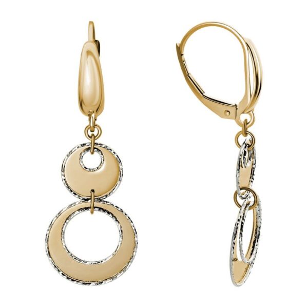 gold cut-out lever back dangle earrings