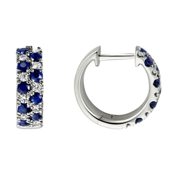 blue sapphire & diamond huggie earrings
