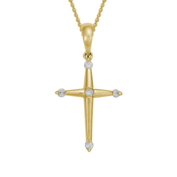 yellow gold diamond cross necklace
