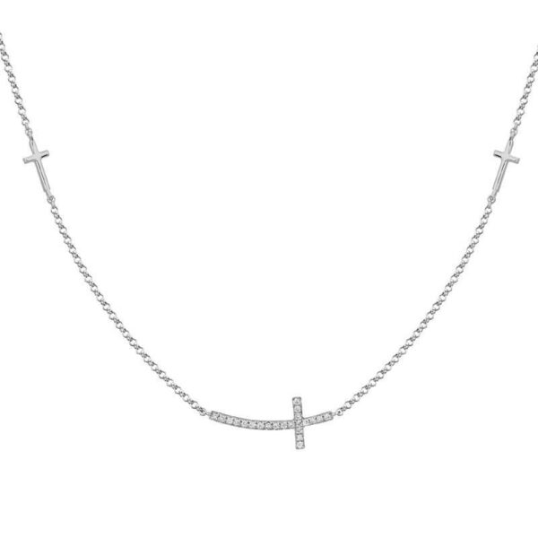 sideways diamond cross necklace