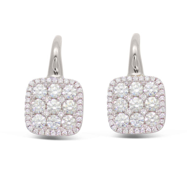 14kt diamond cushion shape drop earrings