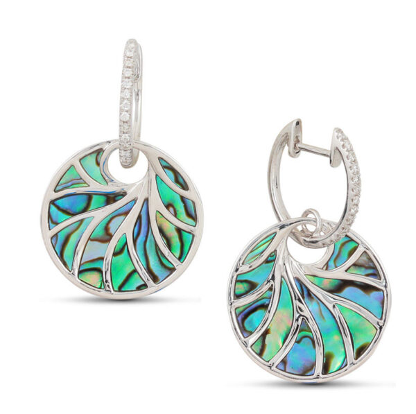 14kt abalone & diamond dangle earrings