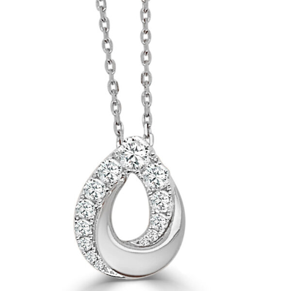 14kt deco teardrop shape necklace with diamonds