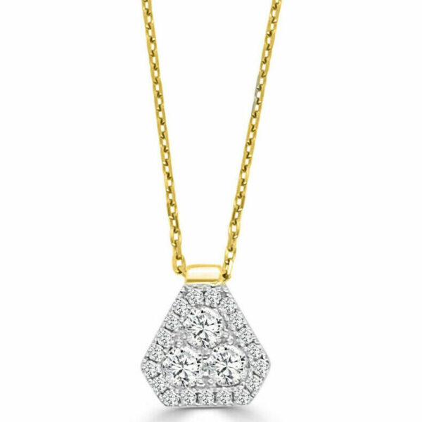 14kt two tone shield diamond necklace