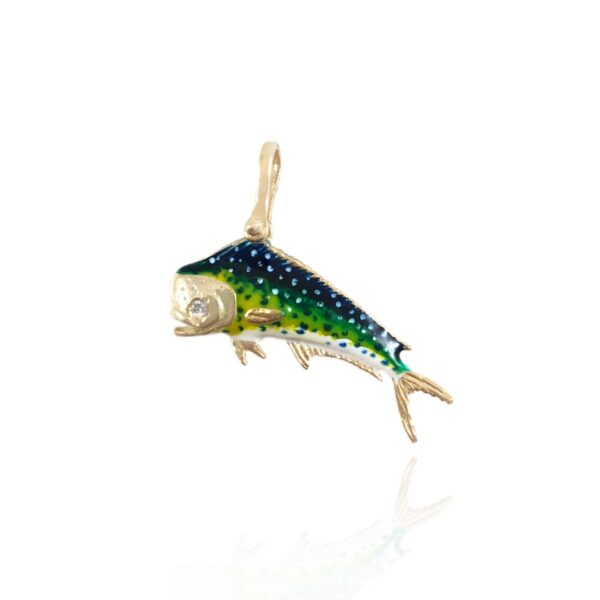 enameled swimming mahi pendant