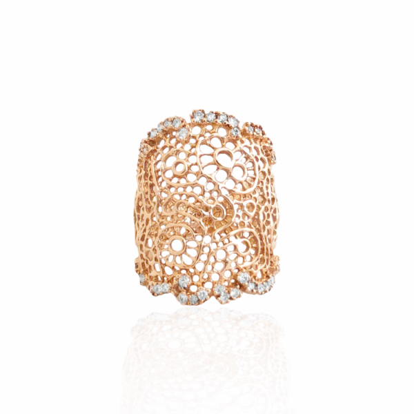 rose gold diamond sea fan style ring