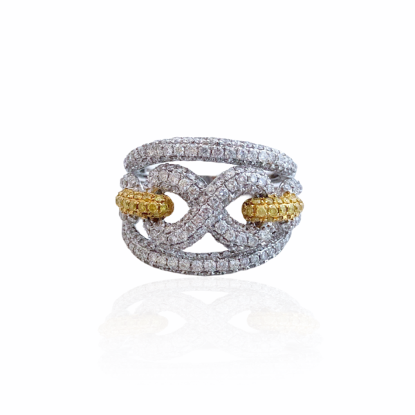 yellow & white diamond infinity ring