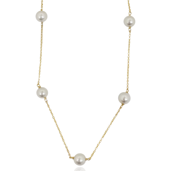 8.5 - 9.0mm freshwater pearl 16" tin cup necklace
