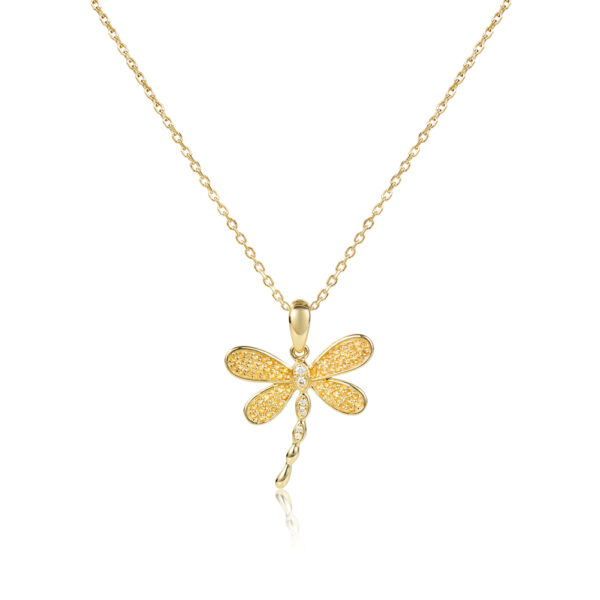 citrine & diamond dragonfly pendant