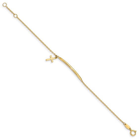 BID108 5.5 Qgold childrens polished dangle cross bracelet