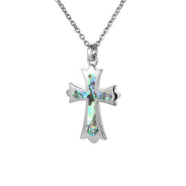 cross pendant inlay with abalone