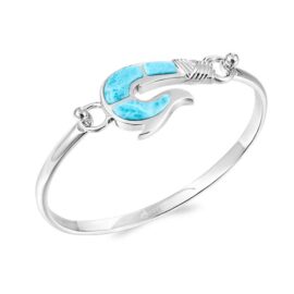 fish hook bangle topper inlay with larimar