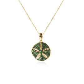 sand dollar pendant with tsavorite green garnet