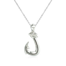 fish hook pendant with black diamonds