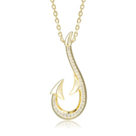 diamond fish hook pendant