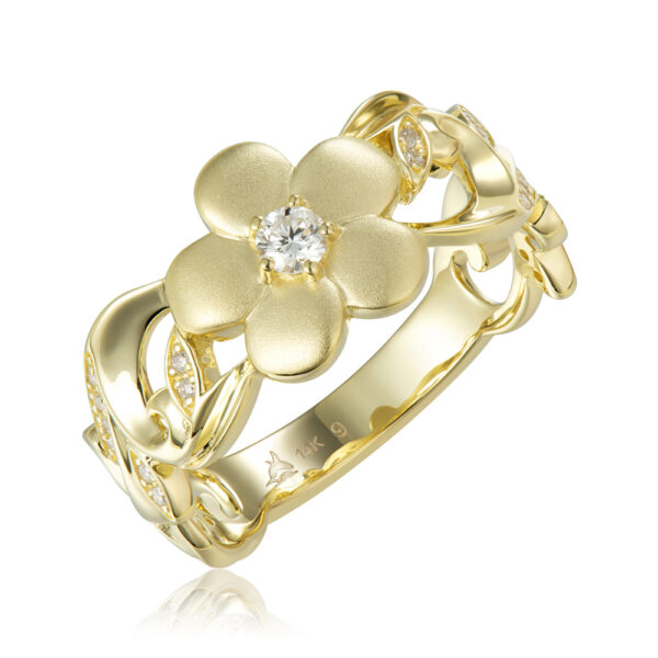 plumeria flower and vine ring