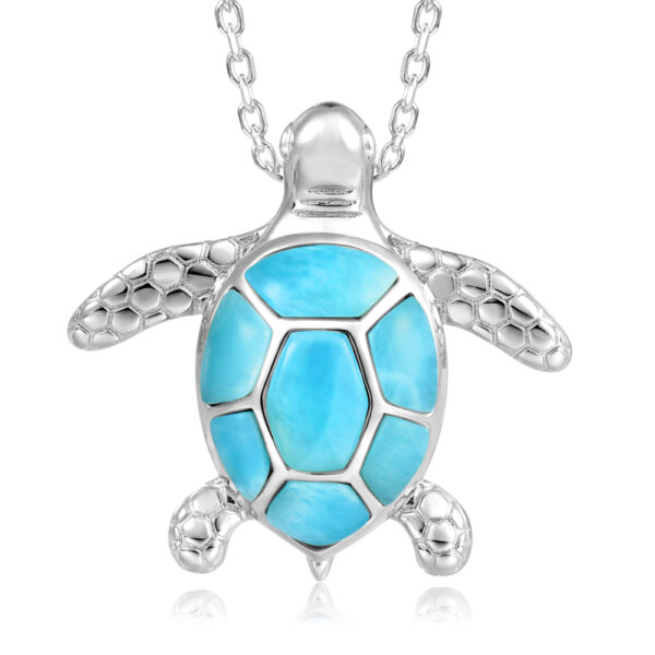 larimar turtle pendant with textured legs