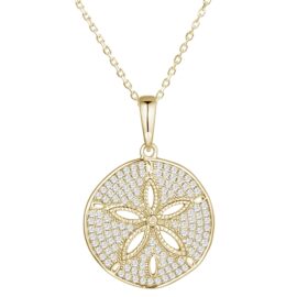 sand dollar pendant 14kt yellow gold pave set diamonds