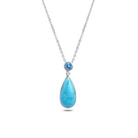 larimar and blue topaz teardrop pendant