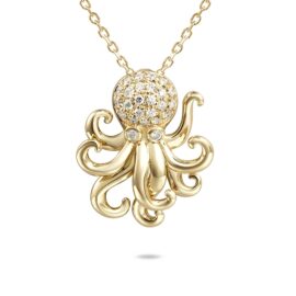 octopus 14kt diamond pendant