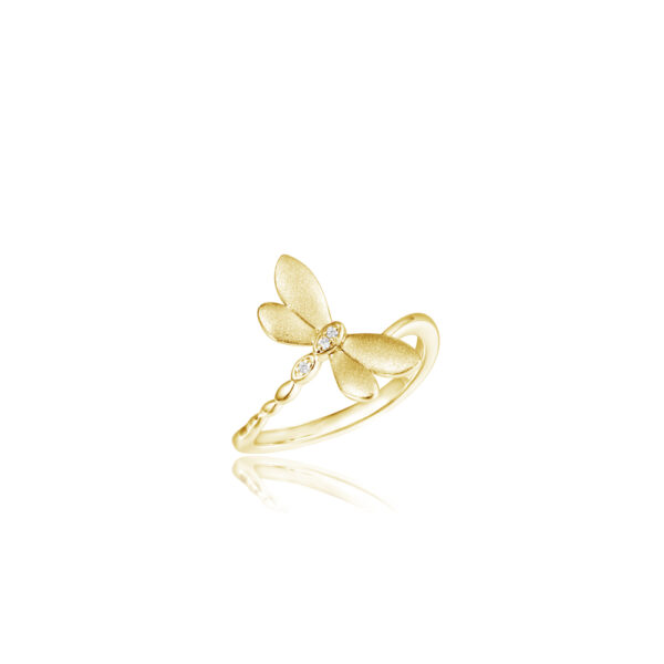 dragonfly ring with 3 diamonds