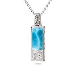 larimar and engraved silver pendant