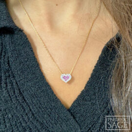 pink sapphire heart necklace