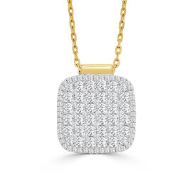 Firenze II cushion cluster diamond necklace