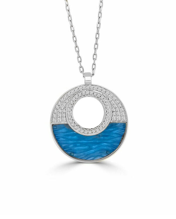 blue topaz circle necklace