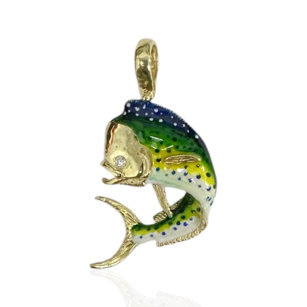 jumping mahi pendant with shackle bail