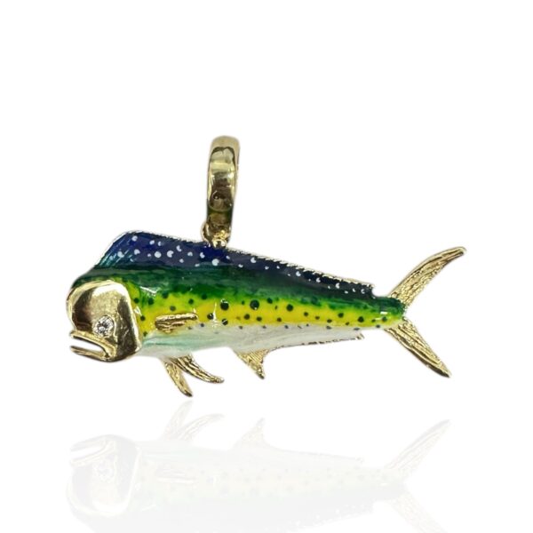 swimming mahi enamel pendant